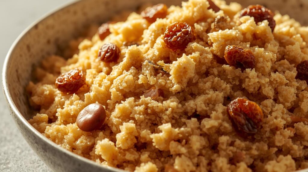 farofa de castanhas e uva passa