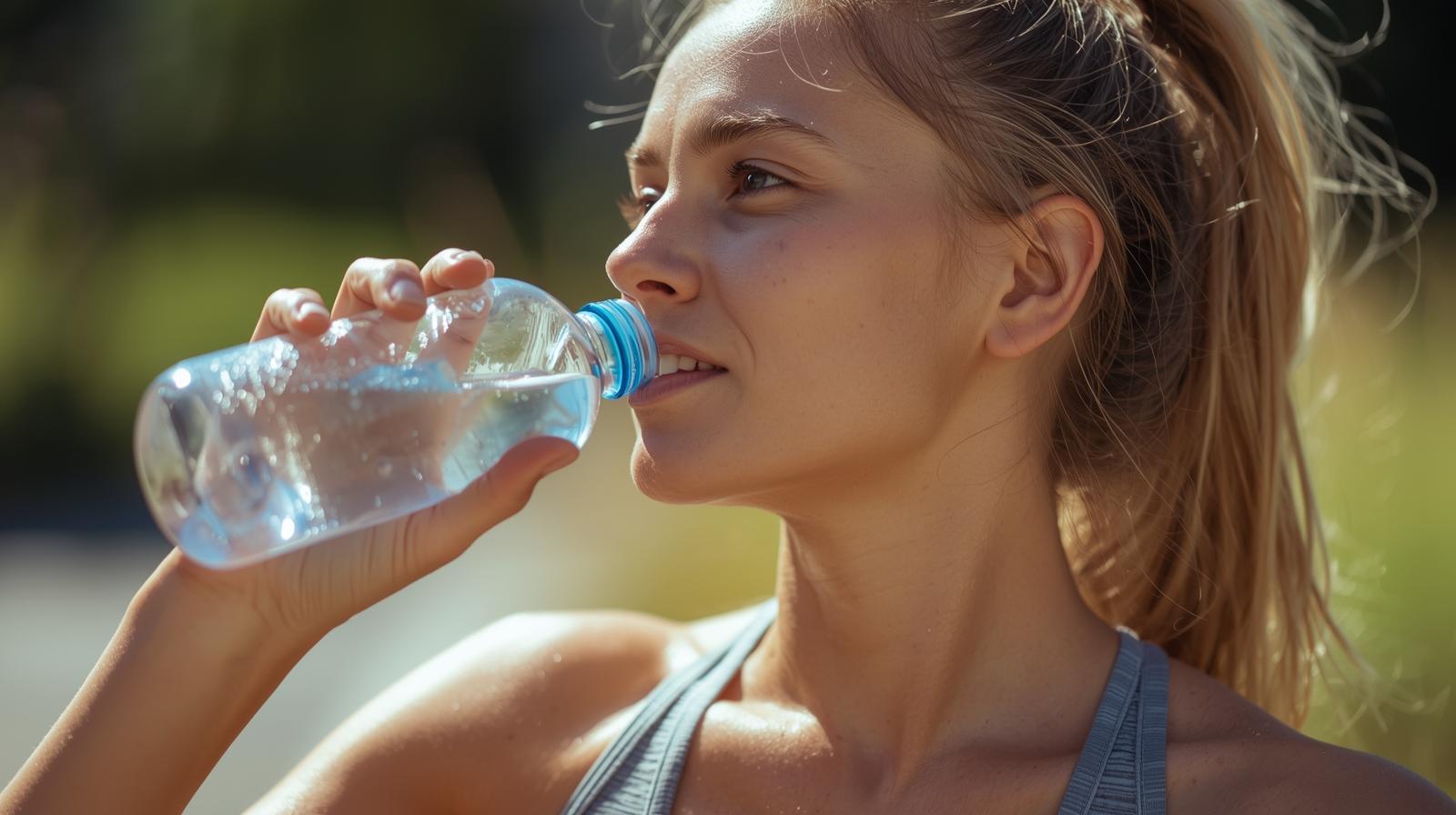 Mulher se hidratando no verão