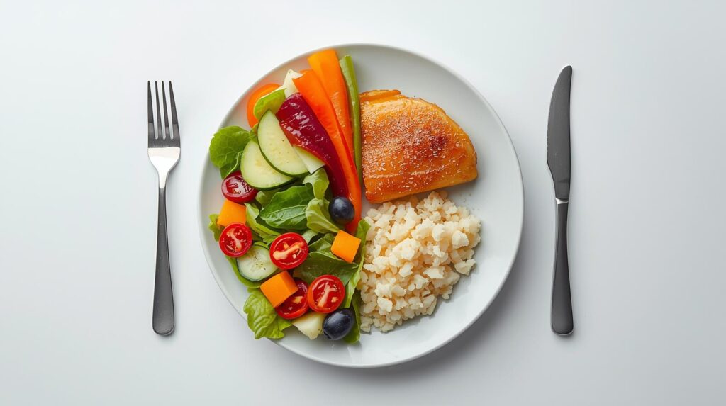 Prato equilibrado dividido visualmente