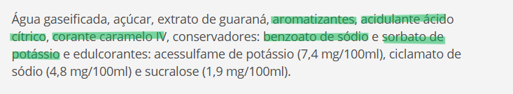Corantes, Conservantes e Aromatizantes