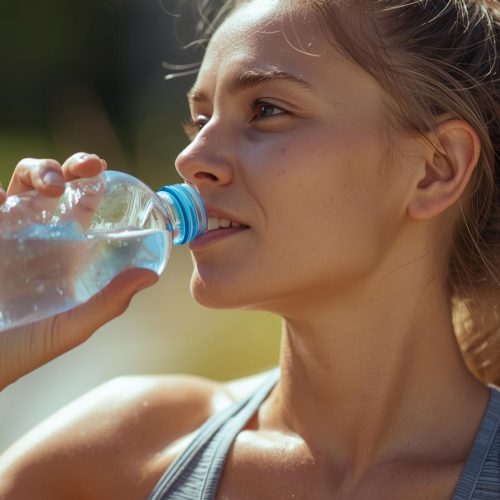 Mulher se hidratando no verão