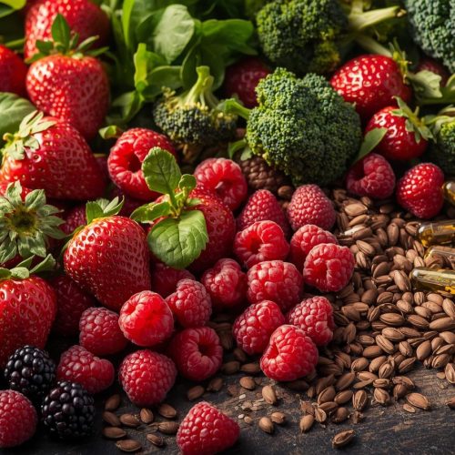 composição colorida de alimentos antioxidantes